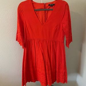 Red/orange eyelet mini dress